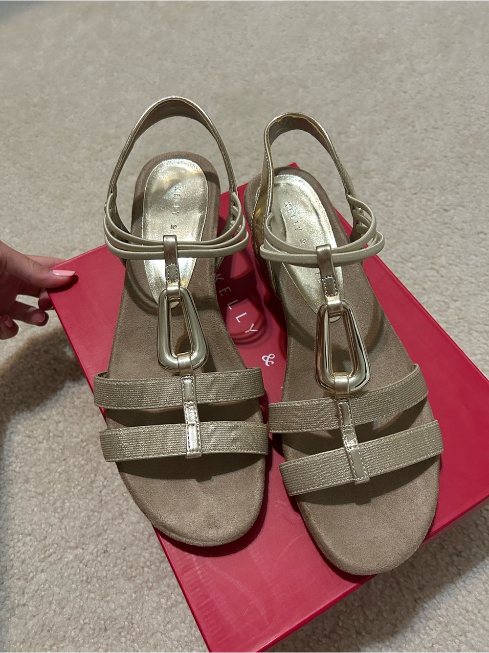 Gold Wedge Sandals - Women's Elegant Strappy Heels
